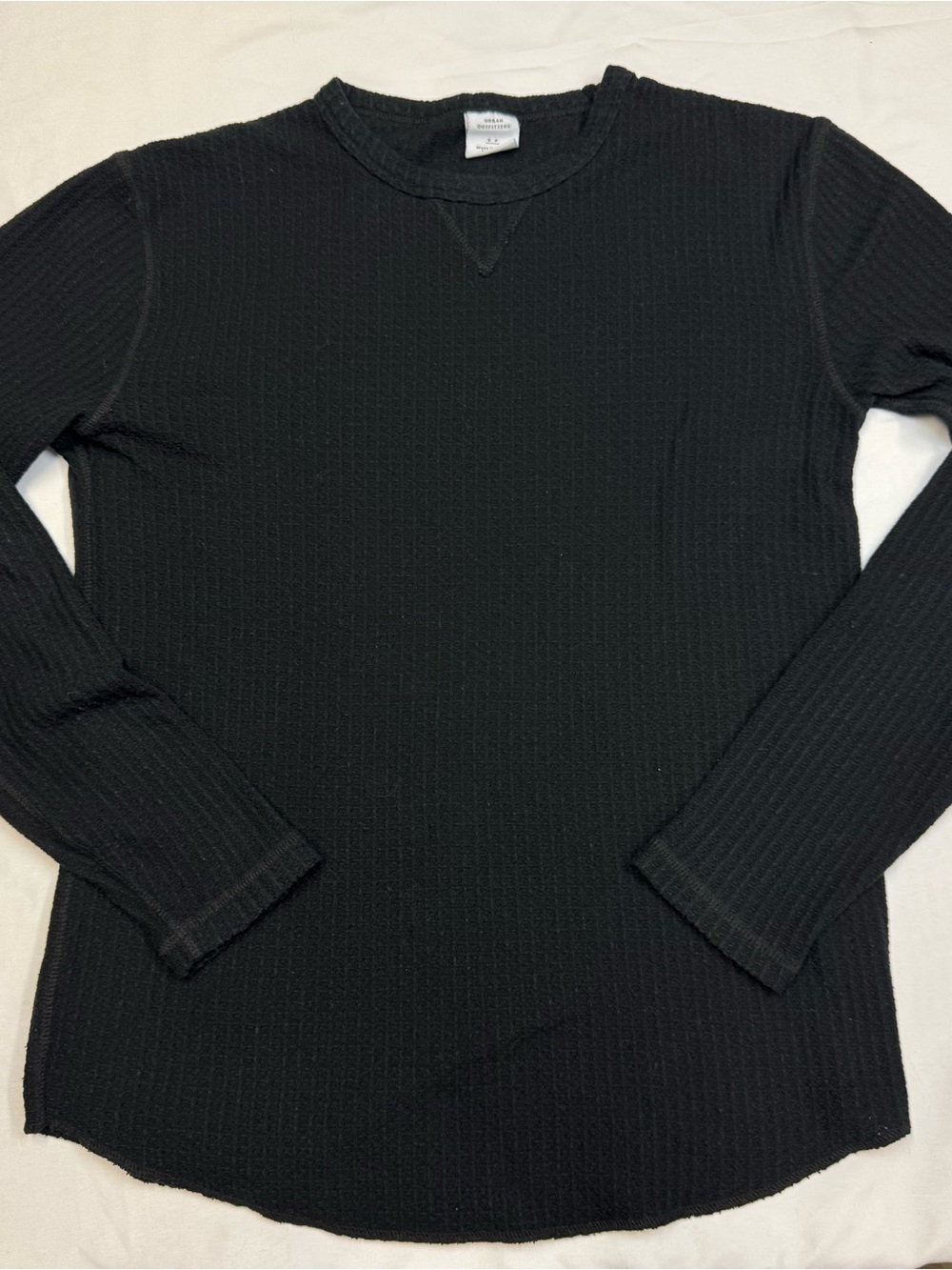 Urban Outfitters Black Waffle-Knit Long Sleeve Tee
